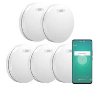 Aroha Smart Connect Smoke Alarm WiFi - 10 Years Battery - WiFi Fire Alarm with Tuya & Smartlife - Smoke Detector for Home - Fire Detector - Multiset 5 set