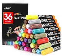 AROIC 36 Pack Paint Pens for Rock Painting - Write On Anything. Paint pens for Rock, Wood, Metal, Plastic, Glass, Canvas, Ceramic & More! Low-Odor, Oil-Based, Medium-Tip Paint Markers