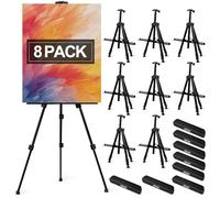 AROIC 8 Pack Painting Display Easel Stand Portable Adjustable Metal Tripod Artist Canvases Height from20to66Inch Extra Sturdy forTable-Top/Floor Painting, Drawingand Displaying,Black with8Storage Bag