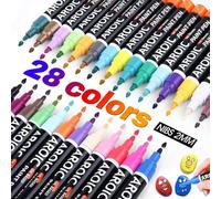 AROIC Paint Markers, 28 Colors Oil-Based Waterproof Paint Marker Pen Set.Quick Dry and Permanent Paint Markers Set for Rock, Wood, Metal, Plastic, Glass, Canvas, Ceramic & More! Safe and odorless.