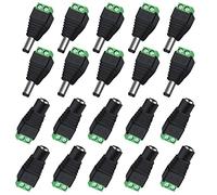 Aroidful 10 Pairs 5.5mm x 2.1mm 12V DC Power Connectors, Black | Male & Female Jack Plugs for CCTV Cameras, LED Strip Lights