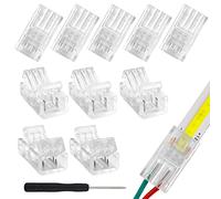 Aroidful 10Pcs 2 Pin 8mm COB LED Strip Light Connectors Gapless Solderless Connectors Strip to Wire Quick Connectors Adapter for COB LED Strip Lights 36V 5A
