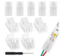 Aroidful 10Pcs 2 PIN LED Strip Light Connectors 8mm Wide Gapless Solderless Connector Strip to Wire Connector for Waterproof or Bare Board Single Colour 5050-2835 LED Strip Light