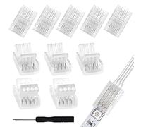 Aroidful 10pcs 4 Pin LED Strip Connectors 10mm RGB Strip to Wire Connectors Solderless Adapter Suitable for Waterproof or Bare Board 2835-5050 4pin RGB Lights 36V 5A