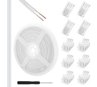 Aroidful 10Pcs 8mm 2 Pin COB LED Strip Light Connectors and 32.8ft / 10M 2 Pin Extension Cable Strip to Wire Quick Connection for Waterproof or Non-Waterproof 8mm Wide COB LED Strip Lights