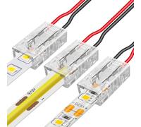 Aroidful 25PCS 2 Pin 8MM COB LED Strip Light Connectors Gapless Solderless Connectors Strip to Wire Suitable for SMD/COB 0-36V 5.5A [Energy Class A]