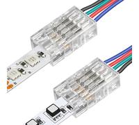 Aroidful 25Pcs 4-Pin 8mm SMD LED Strip Light Connectors, Solderless Strip-to-Wire Connectors for 8mm Wide RGB 2835 3528 5050 LED Strip Lights, 0-36V 5.5A