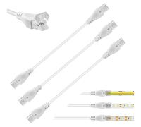 Aroidful 3 Pack 0.3M Double-Ended 2-Pin 8mm LED Strip Extension Cable Connectors - 2Pin Extension Lead for SMD/COB Single Colour LED Strips (0-36V, Compatible with 2835/3528)