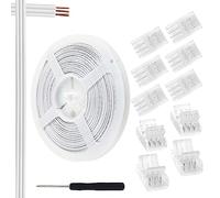 Aroidful 32.8ft 3 Pin LED Extension Cable Wire and 10Pcs 3Pin 8mm LED Strip Connectors Strip to Wire Quick Connection for Waterproof or Non-Waterproof WS2811 WS2812B LED Strip Lights