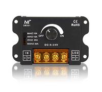 Aroidful PWM LED Light Strip Dimmer, Frequency Adjustable DC 5V/12V/24V 30A Dimming Controller for Dimmer Knob Adjust Brightness ON/Off Switch, Single Color LED Strip, Metal Shell LED Strip Dimmer