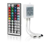 Aroidful RGB LED Strip Light Controller with DC12V-24V Output, 4 Pin 2 Ports, Wireless 44 Keys IR Remote Receiver for RGB 5050 3528 LED Strips - Dual Outputs