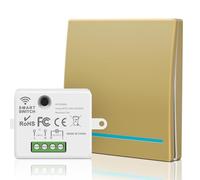 Aroidful Wireless Light Switch Kit - Remote Control, 250V, No Wiring Easy Installation, 30m Range - Self-Powered Relocate On/Off RF Switch for Lamps (Gold)