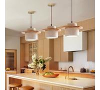 AroimRex Nordic Pendant Light Natural Yellow Travertine E27 Lamp Simple Wabi Sabi Lamp Suitable for Restaurant Bedside Kitchen Island Cafe Wood Hanging Light Adjustable ceiling lighting