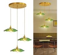 AroimRex Pendant Light Kitchen Island Glass Hanging Light Fixture Flower Light Chandelier Modern Lighting for Bedroom Kitchen Hallway Bathroom Light Green Sunflower Glass lampshade lights