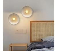 AroimRex Wabi-sabi resin Wall Sconce Retro Round Wall Light Yellow Travertine Interior Wall Lamp LED Wall Lantern Acrylic spherical lampshade Decoration Living Room Bedside Wall Lights