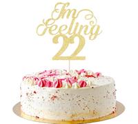 AROKIPPRY Gold Glitter I‘m Feeling 22 Cake Topper - 22nd Birthday Cake Topper - Hello 22, Cheers to 22 Years, Happy 22nd Birthday/Anniversary Party Decorations