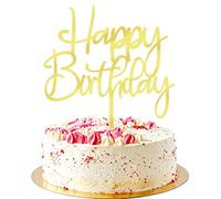 AROKIPPRY Mirrored Gold Acrylic Happy Birthday Cake Topper