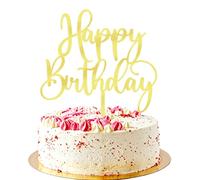 AROKIPPRY Mirrored Gold Acrylic Happy Birthday Cake Topper