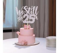 AROKIPPRY silver Glitter We Still Do 25th Cake Toppers - Bridal Shower, Mr & Mrs, Anniversary Cake Toppers, Wedding Remembrance, Retirement, Bridal Shower, Vow Renewal Party Decorations (25th)