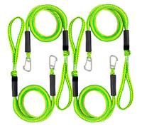Arola Bungee Boat Dock Line with Stainless Steel Clip, Mooring Rope, Bungee Rope, PWC Dockline Boat Accessories, Perfect for Jet Ski, Boats, Kayak, Pontoon, Canoe, Wave Runner 4 Pack (Green II)