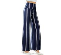 Arolina Women's Stretchy Wide Leg Palazzo Lounge Pants Casual Comfy High Waist Palazzo Pants, Blue Stripe, 4XL