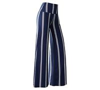 Arolina Women's Stretchy Wide Leg Palazzo Lounge Pants Casual Comfy High Waist Palazzo Pants, Blue Stripe, 4XL