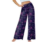 Arolina Women's Stretchy Wide Leg Palazzo Lounge Pants Casual Comfy High Waist Palazzo Pants, Colorfulsky, XXXL