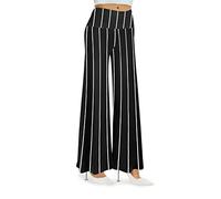 Arolina Women's Stretchy Wide Leg Palazzo Lounge Pants Casual Comfy High Waist Palazzo Pants, Vertical Stripes, Medium