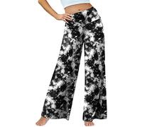 Arolina Women's Stretchy Wide Leg Palazzo Lounge Pants Casual Comfy High Waist Palazzo Pants, Z: Tiedyeblackwhite, XXL