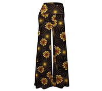 Arolina Women's Stretchy Wide Leg Palazzo Lounge Pants, Gold Flower, XL