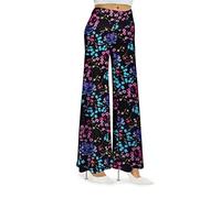 Arolina Women's Stretchy Wide Leg Palazzo Lounge Pants, Multi Flower, Large