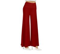 Arolina Women's Stretchy Wide Leg Palazzo Lounge Pants - Red - Medium