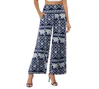 Arolina Women's Stretchy Wide Leg Palazzo Lounge Pants with Pockets Casual Comfy High Waist Palazzo Pants for Women Dressy, Elephant Blue, XL