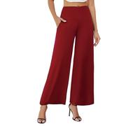 Arolina Women's Stretchy Wide Leg Palazzo Lounge Pants with Pockets Casual Comfy High Waist Palazzo Pants for Women Dressy, Red 01, S