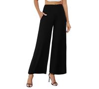 Arolina Women's Stretchy Wide Leg Palazzo Lounge Pants with Pockets Casual Comfy High Waist Palazzo Pants for Women Dressy, Black 01, Large