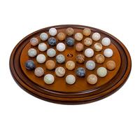 Arolly Wooden Solitaire Game Set With Marbles & Mahogany Finish - 1 Player, Age 14+