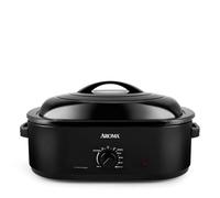 AROMA 18Qt. Roaster Oven with Self-Basting Lid, Fits 22-lb. Turkey, Adjustable Temperature Settings, Keep Warm Setting, Black (ART-718B)