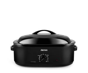 AROMA 18Qt. Roaster Oven with Self-Basting Lid, Fits 22-lb. Turkey, Adjustable Temperature Settings, Keep Warm Setting, Black (ART-718B)