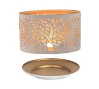 Aroma Accessories Candle Shade & Tray Set 15cm - Tree of Life in White Aroma Accessories White