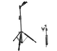 AROMA Bass Stand Universal for Acoustic Electric Classical Guitars Floor Stand Foldable with Auto-Lock Neck Holder Soild Tripod One Button Lift