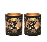 Aroma Black & Gold Fairy 2 Tealight & Votive Holder Set
