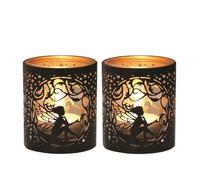 Aroma Black & Gold Fairy 2 Tealight & Votive Holder Set