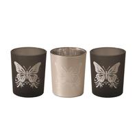 Aroma Black & Silver Butterfly 3 Tealight & Votive Holder Set