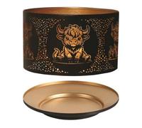 Aroma Candle Shade & Tray Set 15Cm Black - Highland Cow