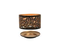Aroma Candle Shade & Tray Set 15Cm Black - Leaves
