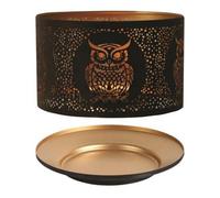 Aroma Candle Shade & Tray Set 15Cm Black - Owl