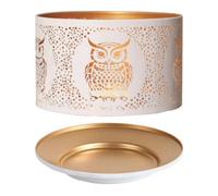 Aroma Candle Shade & Tray Set 15Cm White - Owl