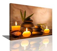 Aroma Candles and Zen Stones Poster Wall Art Picture Print on Canvas for Modern Home Bedroom Decor Art Painting (8x12inch(20x30cm),Framed)