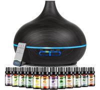 Aroma Diffusers 550ML with 12 Essential Oils Set, Aromatherapy Diffusers Air Freshener, Essential Oil Diffuser with Remote Control, 4 Timer and Waterless Auto-Off Cool Mist