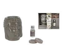 Aroma Gift Set with Ceramic Oil Burner, 10ml Essential Oil & 2 Wax Melts - Buddha Head Wax Melt Burner Gift Set - Home Fragrance Aromatherapy Gift for Living Room, Bedroom & Bathroom, Bamboo